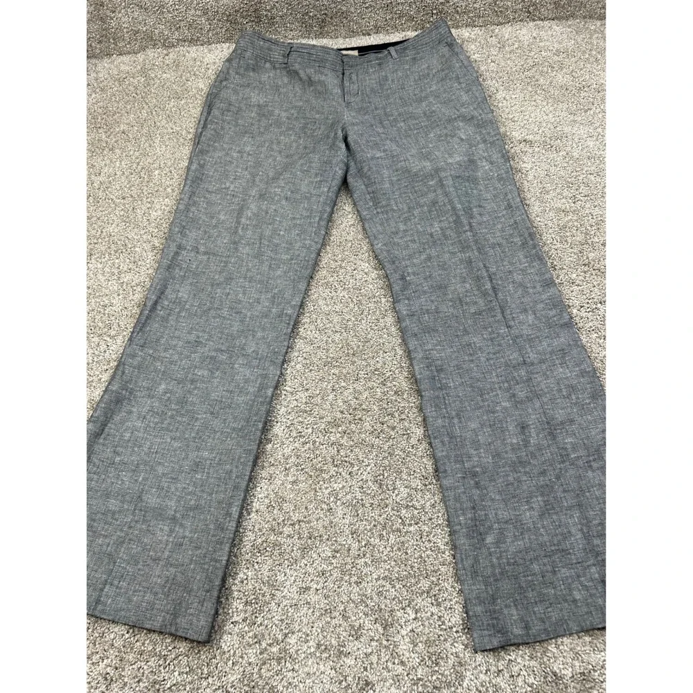 Banana Republic Martin Fit Grey Linen Cotton Blend Straight Leg Pants Sz12 #0504